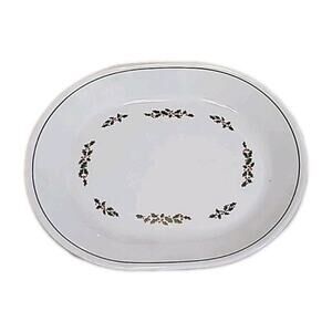 Corelle Winter Holly 12" Oval Christmas Dinner Serving Platter Leaves Berries